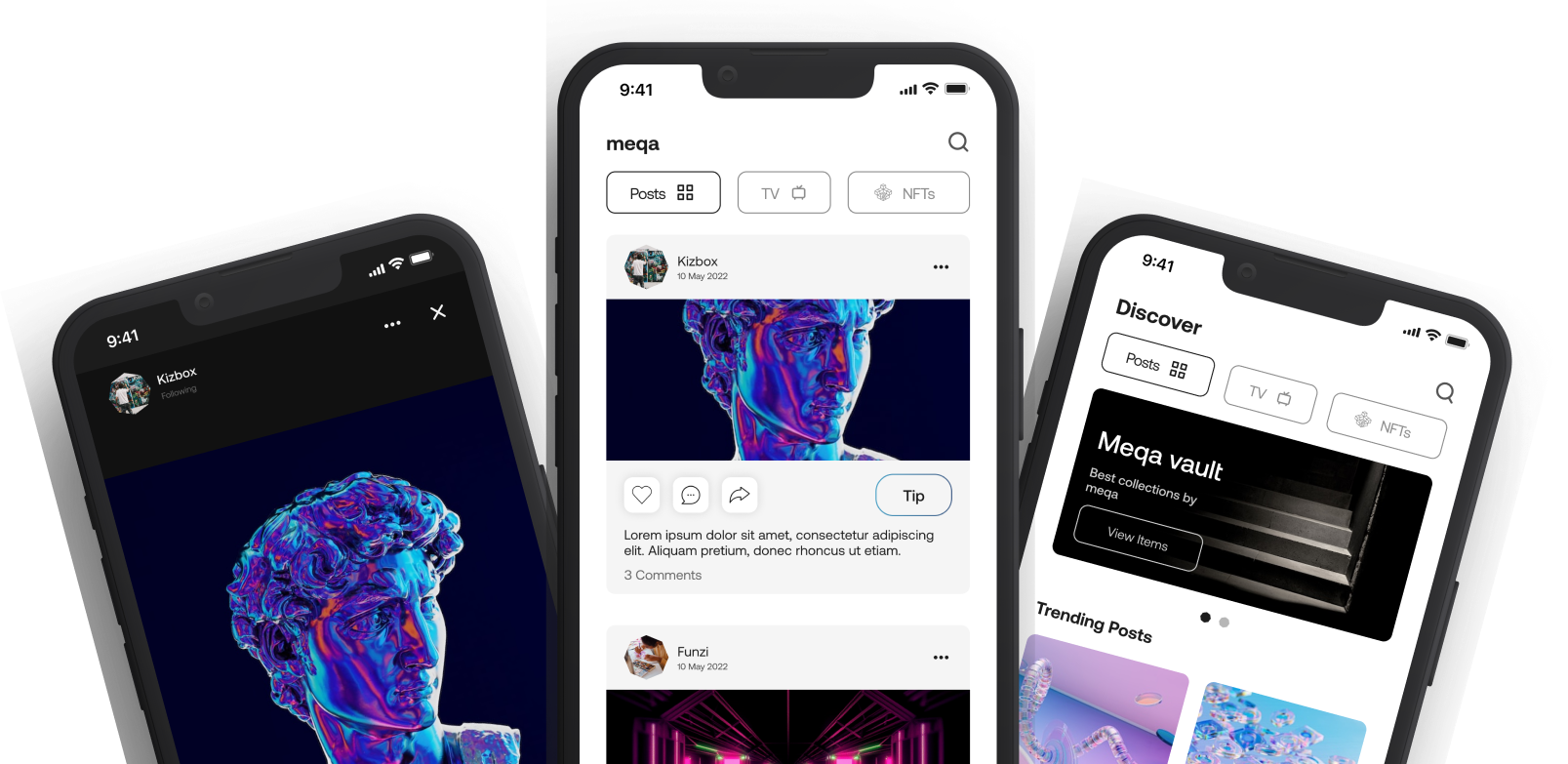 3 mobile phones with 3 pages